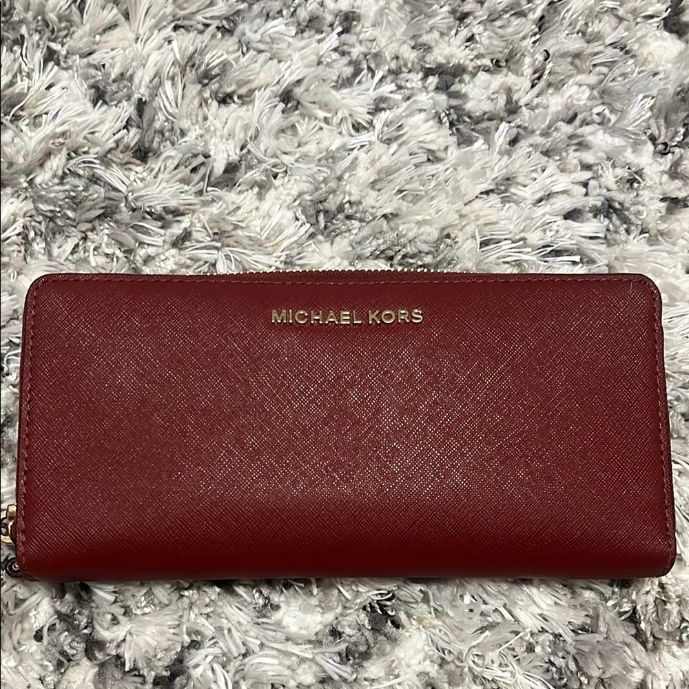 Michael Kors Red Zip Around Wallet